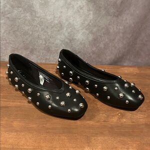 A New Day Sammie vegan leather memory foam slip on studded ballet flats size 6